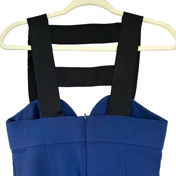 NWT Jay Godfrey Silk Navy Blue And Black Cage Bodycon Dress Women’s 4 Mini Skirt - Picture 10 of 16